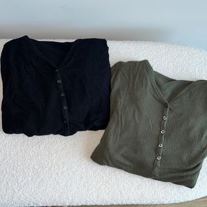 bundle: 2 ribbed old navy henley long sleeve tshirts